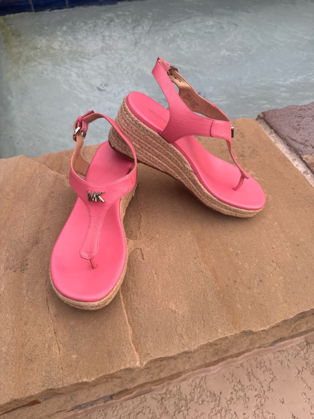 Michael Michael Kors Pink Wedge Espadrille Sandals – Size 6M - Picture 9 of 11